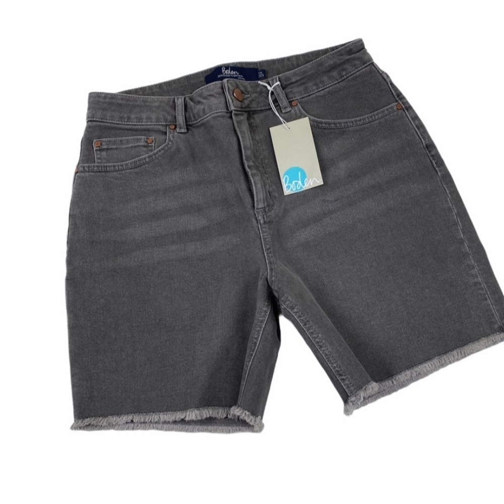 Boden Mid-Rise Denim Shorts Washed Grey 8 NWT